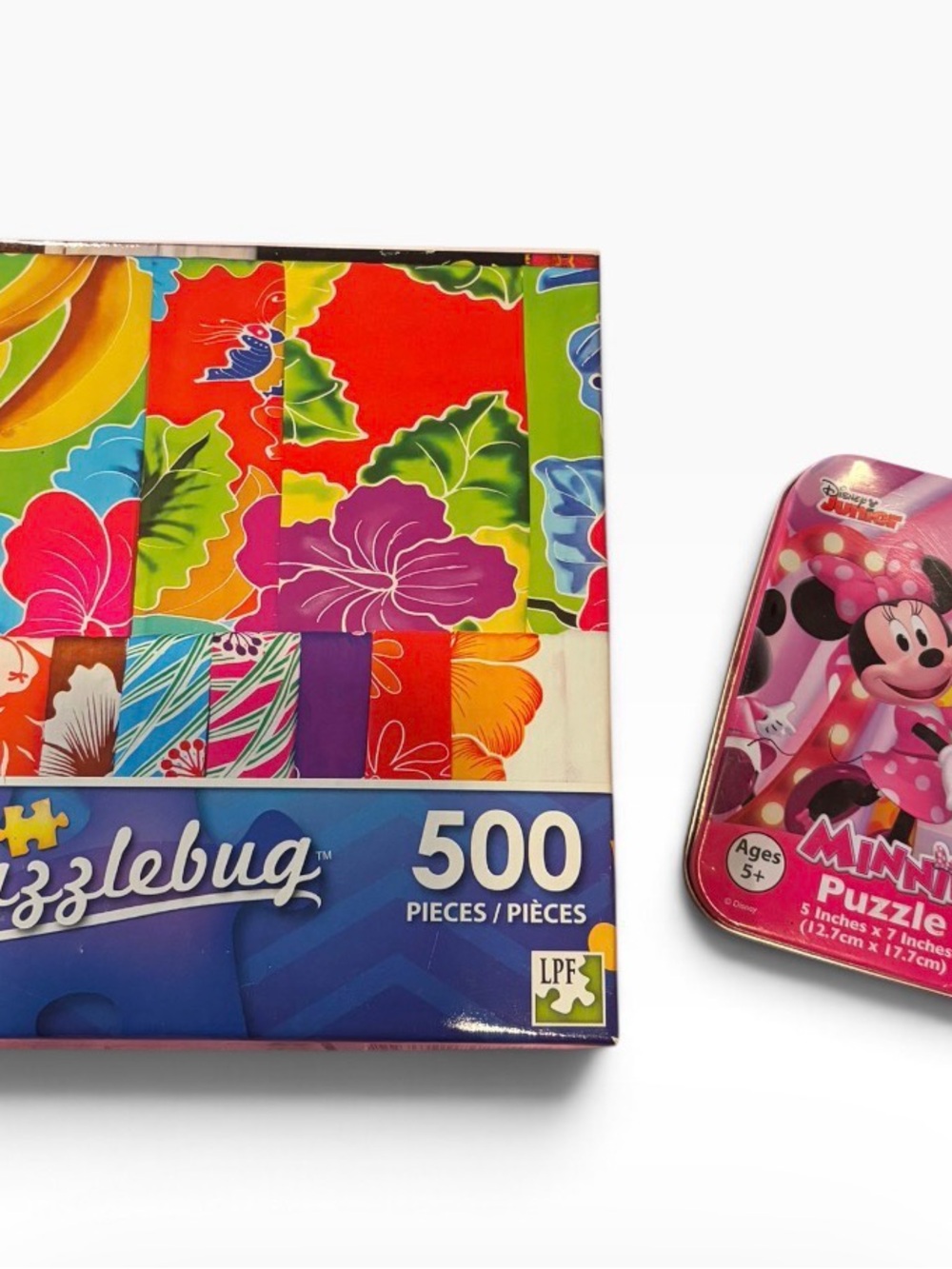 Bundle of 2 New Puzzles,  500-Piece Colorful Floral Jigsaw Puzzle & Minnie 24Pc.